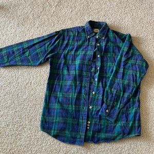 Navy and green flannel button down